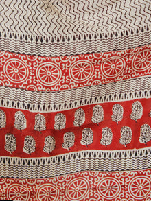 Red Black Beige Chanderi Block Printed Suit Set - Set of 3 - SS01F005