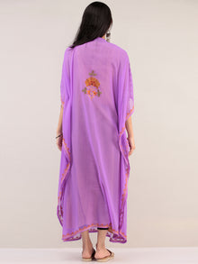 Purple Aari Embroidered Kashmere Free Size Georgette Kaftan  - K12K072