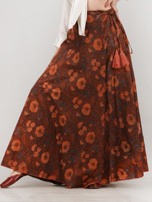 Brown Hand Block Printed Wrap Around Skirt  - S402F603