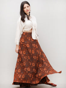 Brown Hand Block Printed Wrap Around Skirt  - S402F603
