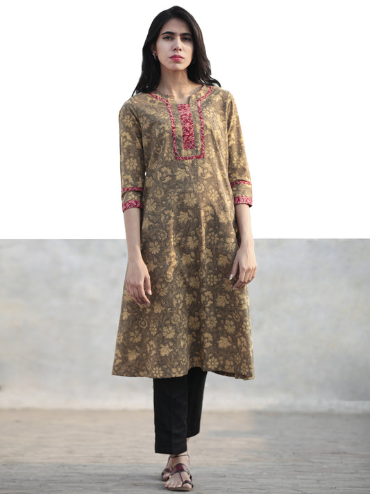 Light Brown Red  Hand Block Printed Kurta - K56F609