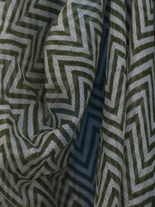 Asperous Green Ivory Kota Silk Hand Black Printed Dupatta With Ajrakh Printed Stitched Border - D04170132