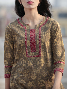 Light Brown Red  Hand Block Printed Kurta - K56F609
