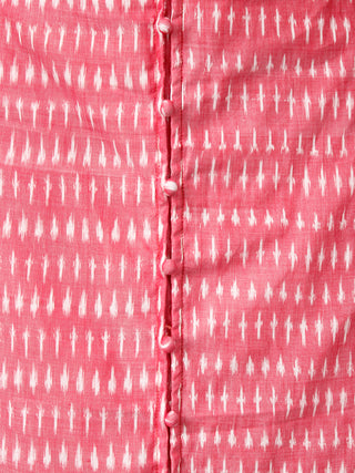 Pink Ivory Silk Cotton Ikat Kurta & Pants With Zari Embroidery (Set of 2)  - SS01F1563