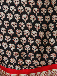Black Beige Rust Chanderi Block Printed Suit Set - Set of 3 - SS01F006