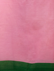 Pink Indigo Green Rust Block Printed & Hand Painted Cotton Mul Saree - S031702910