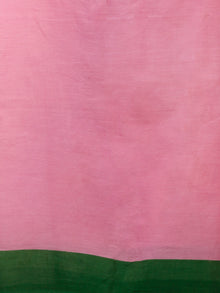 Pink Indigo Green Rust Block Printed & Hand Painted Cotton Mul Saree - S031702910