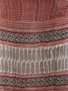 Off White Red Black Bagh Hand Block Printed Cotton Suit-Salwar Fabric With Chiffon Dupatta (Set of 3) - SU01HB410