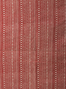 Off White Red Black Bagh Hand Block Printed Cotton Suit-Salwar Fabric With Chiffon Dupatta (Set of 3) - SU01HB410