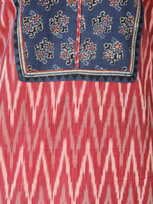 Onion Pink Indigo Ivory Hand Woven Ikat Kurta   - SS01F859