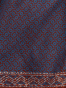 Indigo Ivory Rust Hand Block Printed Cotton Saree In Natural Colors - S031702912