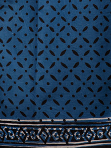 Indigo Rust Ivory Black Hand Block Printed Cotton Saree In Natural Colors - S031702920