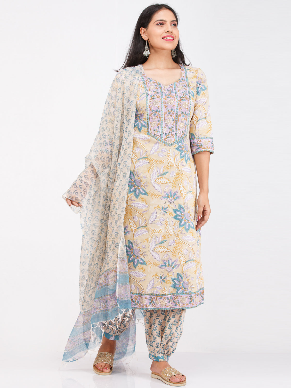 Nayab Samera - Set of Kurta Salwar Pants & Kota Dupatta - KS48A2553D