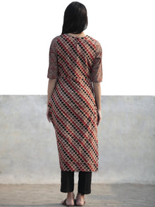 Light Brown Black Red Hand Printed Ajrakh Kurta  - K53F1181