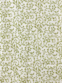 Yellow Pink Green Hand Block Printed Cotton Suit-Salwar Fabric With Chiffon Dupatta (Set of 3) - SU01HB429