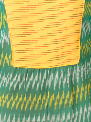 Green Yellow Silk Cotton Ikat Cotton Kurta & Pants - Set of 2  - SS01F1431