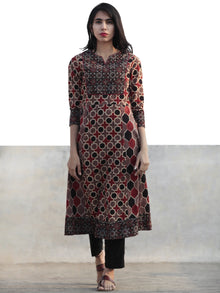 Light Brown Black Red Ivory Hand Printed Ajrakh Kurta  - K54F1166