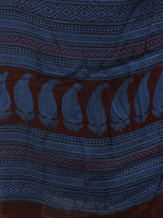 Blue Maroon Bagh Hand Block Printed Cotton Suit-Salwar Fabric With Chiffon Dupatta (Set of 3) - SU01HB412