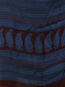 Blue Maroon Bagh Hand Block Printed Cotton Suit-Salwar Fabric With Chiffon Dupatta (Set of 3) - SU01HB412