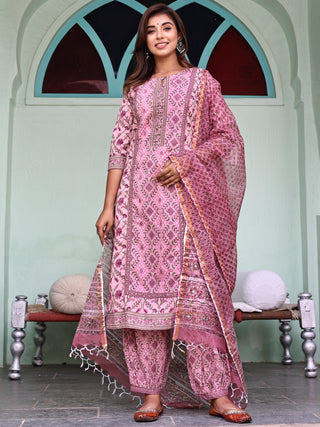 Jashn Aiza Set Of Kurta Salwar Pants Kota Doria Dupatta