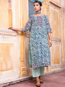 Utsav Bahaar Set Of Chanderi Silk Kurta Pants Dupatta