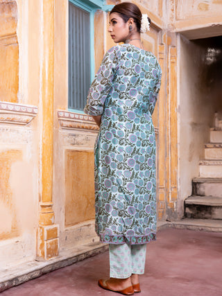Utsav Gulbagh Set Of Chanderi Silk Kurta Pants Dupatta
