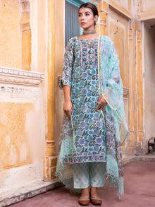 Utsav Gulbagh Set Of Chanderi Silk Kurta Pants Dupatta
