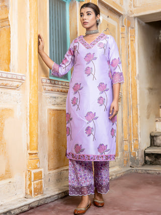 Utsav Inaya Set Of Silk Kurta Pants Dupatta