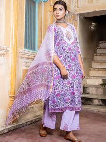 Utsav Nayan Set Of Chanderi Silk Kurta Pants Dupatta