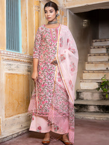 Utsav Naina Set Of Chanderi Silk Kurta Pants Dupatta