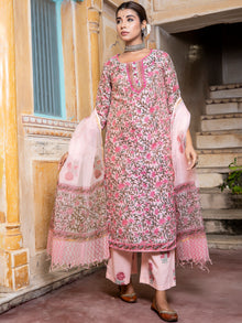 Utsav Naina Set Of Chanderi Silk Kurta Pants Dupatta