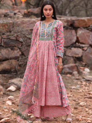 Fiza Mehreen Set Of Anarkali Palazzo Dupatta