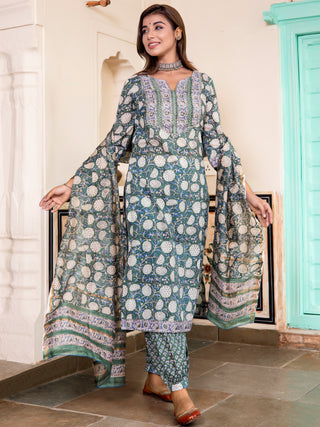 Jashn Sushma Set Of Kurta Salwar Pants Dupatta