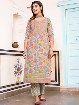 Jashn Noori Set Of Kurta Pants Kota Doria Dupatta