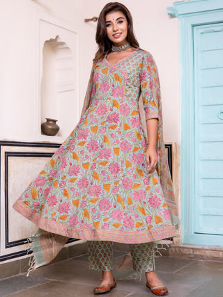 Jashn Gazal Set Of Angrakha Kurta Pants Dupatta