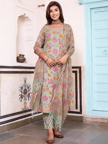 Jashn Gazal Set Of Angrakha Kurta Pants Dupatta