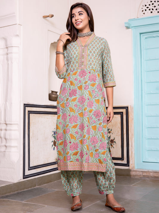 Jashn Fitoor Set Of Kurta Salwar Pants Kota Doria Dupatta