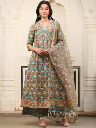 Harit Afia Set Of Anarkali Palazzo Dupatta