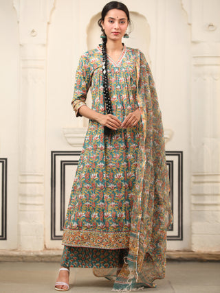 Harit Afia Set Of Anarkali Palazzo Dupatta