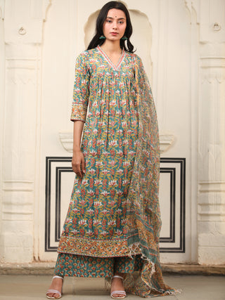 Harit Afia Set Of Anarkali Palazzo Dupatta