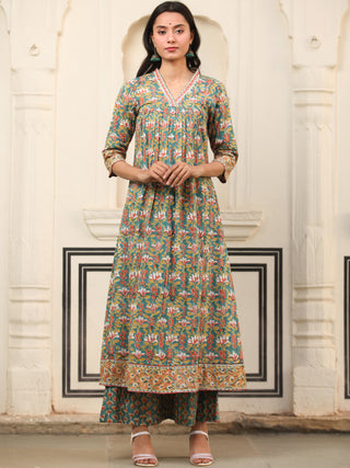 Harit Afia Set Of Anarkali Palazzo Dupatta