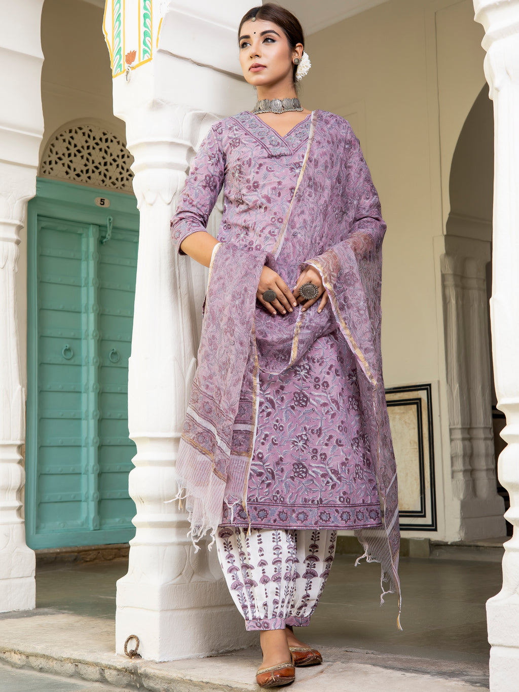 Purple Phulkari Patiala Salwar Dupatta PHS02 - muteyaar.com