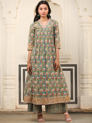 Harit Afia Set Of Anarkali Palazzo Dupatta