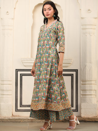Harit Afia Set Of Anarkali Palazzo Dupatta