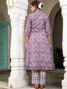 Rozana Seema Set Of Angrakha Kurta Pants Kota Doria Dupatta