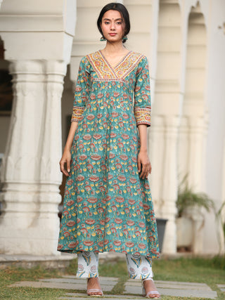 Harit Nagma Set Of Anarkali Palazzo Dupatta