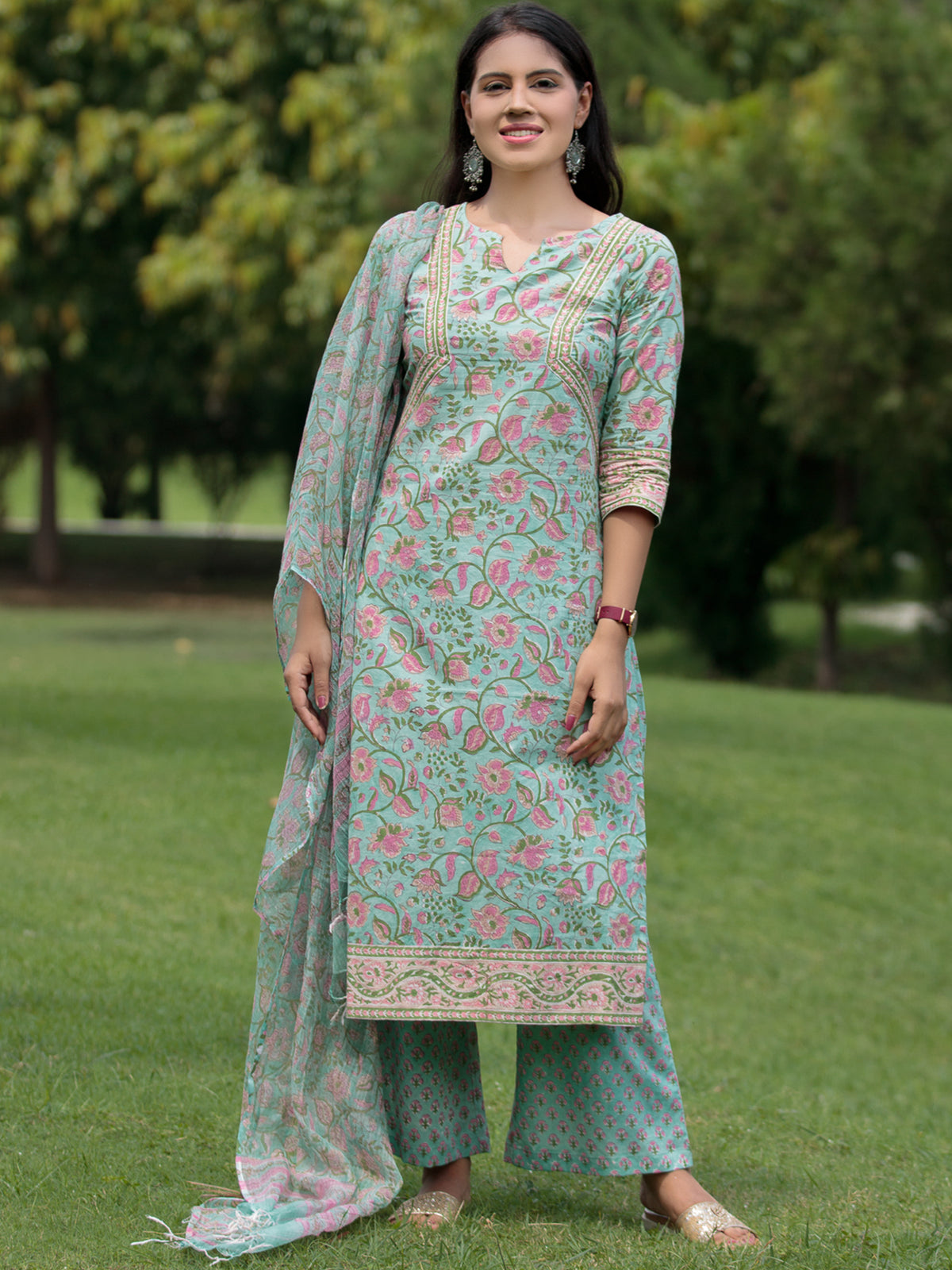 Nayab Gulshan - Kurta Palazzo & Kota Doria Dupatta - KS05A2565D