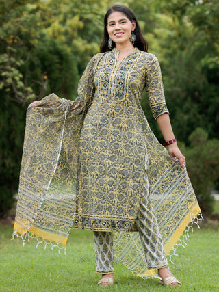 Nayab Gulmohar - Kurta Pants & Kota Doria Dupatta - KS04A2566D