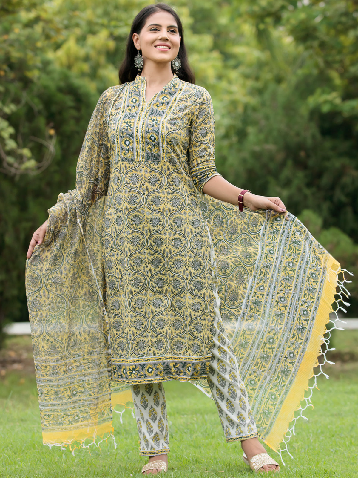 Nayab Gulmohar - Kurta Pants & Kota Doria Dupatta - KS04A2566D