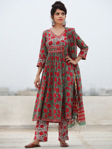 Rozana Uzma - Set of ALine Kurta Pants & Dupatta - KS134A2477D